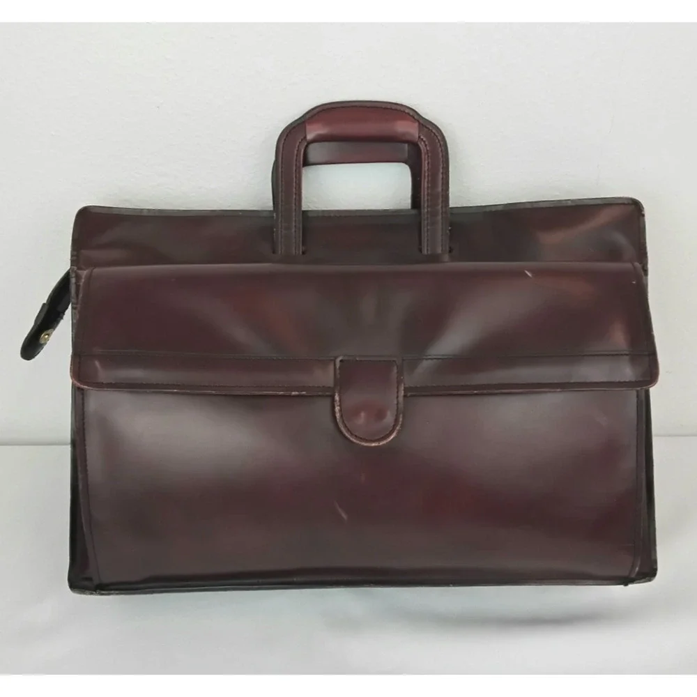 Vintage Hartmann Men's Leather Briefcase Red Burgundy Laptop Bag #Z5813